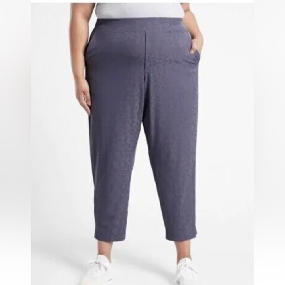 Athleta‎ Brooklyn Textured Ankle Pant-Medieval Violet-Leopard Print Plus Size 22